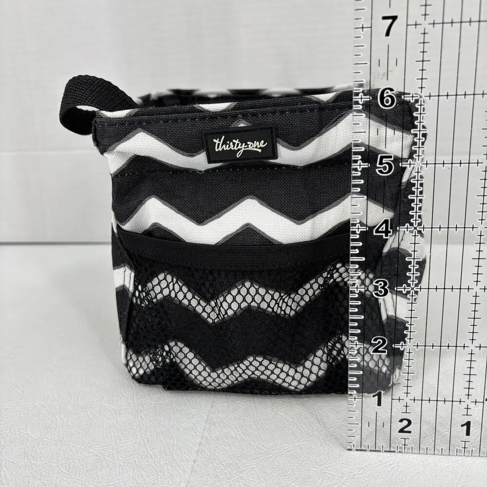 Thirty-One Littles Carry All‎ Caddy Black White Chevron 6 Inch Storage Bin